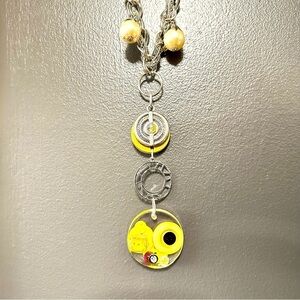 Collage Pendant Necklace Set with Dangle Earrings Assemblage Steampunk Handmade